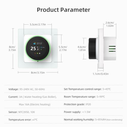 Immax NEO 07534L - Έξυπνος θερμοστάτης για ενδοδαπέδια θέρμανση 230V/3A Wi-Fi Tuya