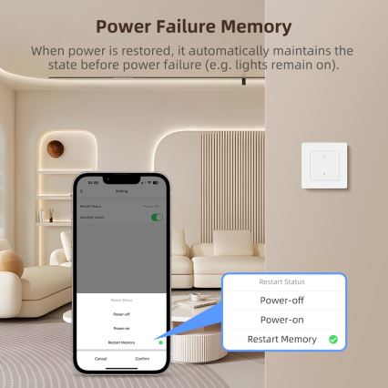 Immax NEO 07538L - Έξυπνος διακόπτης με 1 πλήκτρο 230V Wi-Fi Tuya