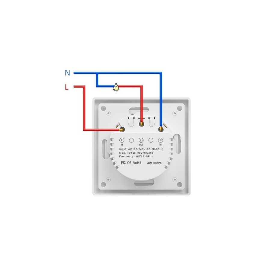 Immax NEO 07538L - Έξυπνος διακόπτης με 1 πλήκτρο 230V Wi-Fi Tuya