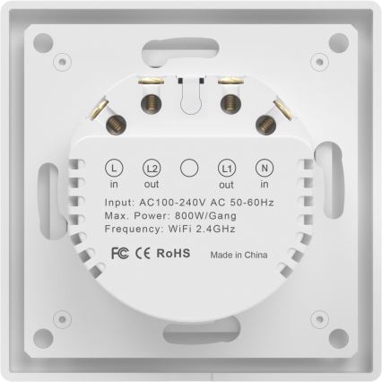 Immax NEO 07539L - SMART διακόπτης 2 πλήκτρων 230V Wi-Fi Tuya