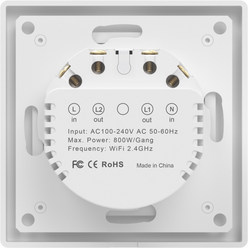 Immax NEO 07539L - SMART διακόπτης 2 πλήκτρων 230V Wi-Fi Tuya