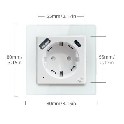 Immax NEO 07552L - Έξυπνη πρίζα τύπου F 16A/230V + 1xUSB-A+1xUSB-C PD 20W Tuya