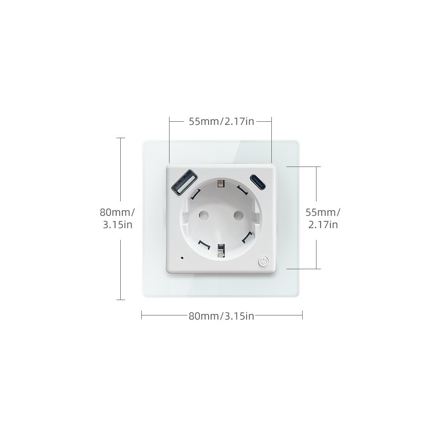 Immax NEO 07552L - Έξυπνη πρίζα τύπου F 16A/230V + 1xUSB-A+1xUSB-C PD 20W Tuya