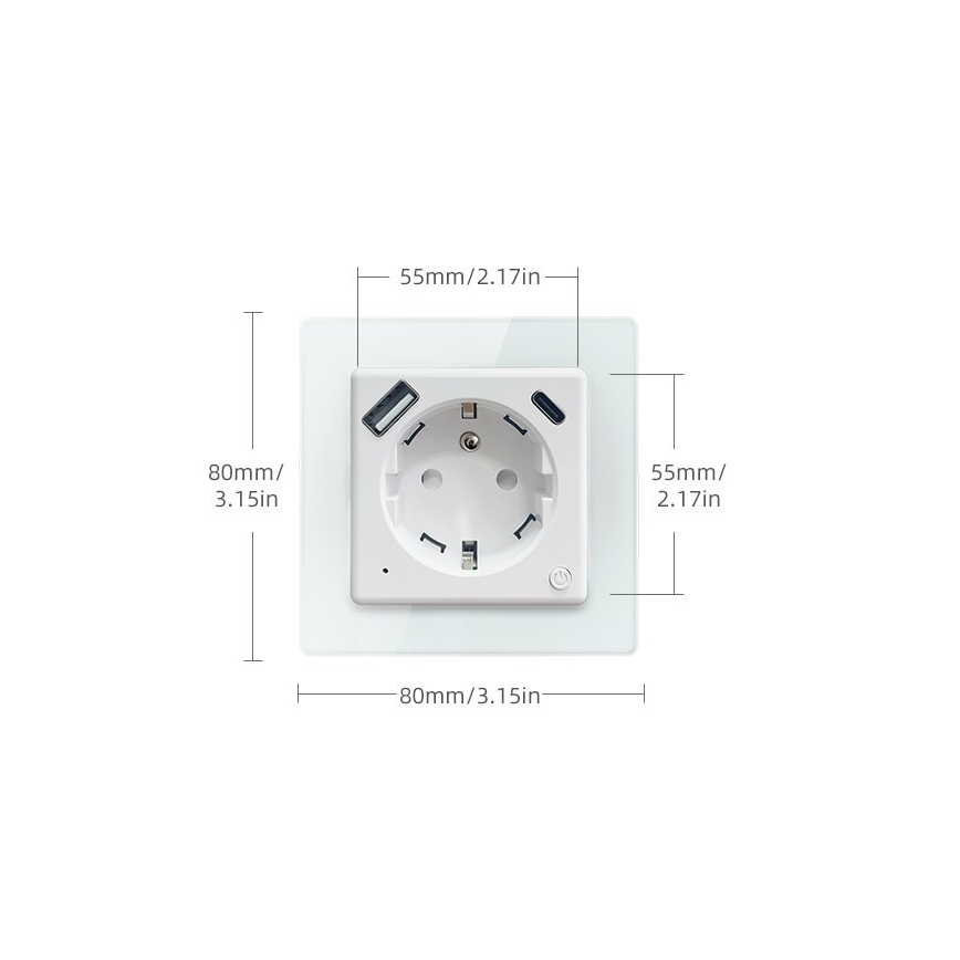 Immax NEO 07553L - Έξυπνη πρίζα E 16A/230V + 1xUSB-A+1xUSB C PD 20W Tuya