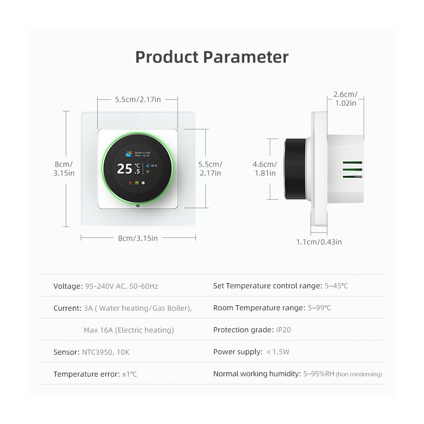 Immax NEO 07555L - Θερμοστάτης για ηλεκτρική ενδοδαπέδια θέρμανση SMART 230V/16A