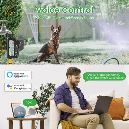Immax NEO 07556L - Βαλβίδα άρδευσης με 4 μπαταρίες AA, IP65, Wi‑Fi (Tuya)