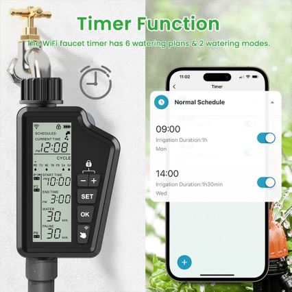 Immax NEO 07556L - Βαλβίδα άρδευσης με 4 μπαταρίες AA, IP65, Wi‑Fi (Tuya)