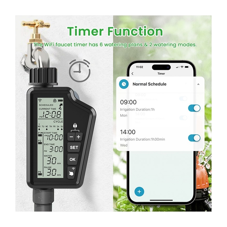 Immax NEO 07556L - Βαλβίδα άρδευσης με 4 μπαταρίες AA, IP65, Wi‑Fi (Tuya)