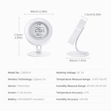 Immax NEO 07557L - Έξυπνος αισθητήρας θερμοκρασίας και υγρασίας 1xCR2430 Tuya