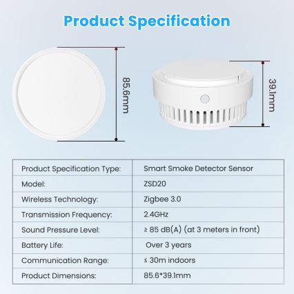 Immax NEO 07558L - Ανιχνευτής καπνού 1xCR123A Tuya