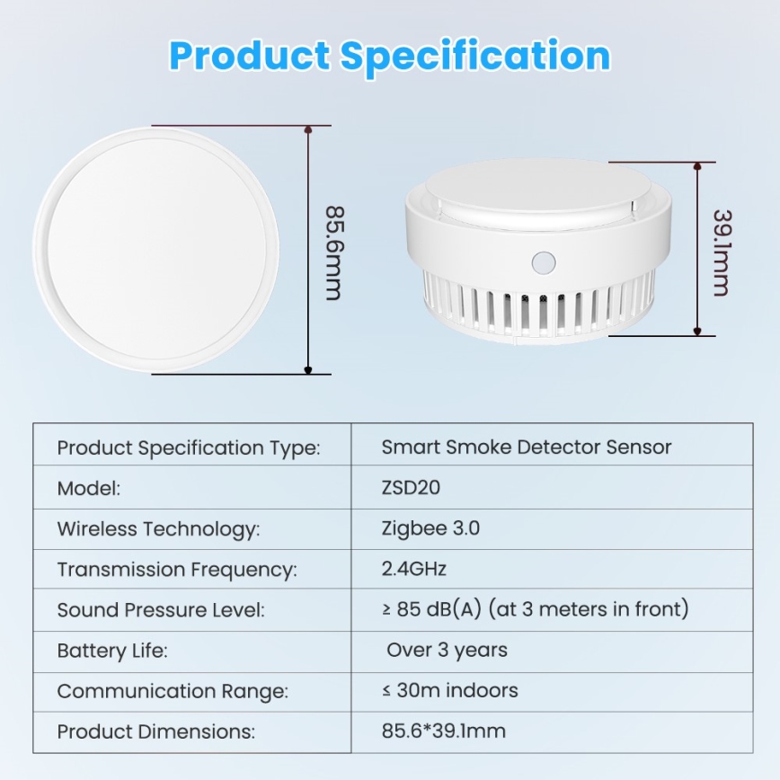 Immax NEO 07558L - Ανιχνευτής καπνού 1xCR123A Tuya