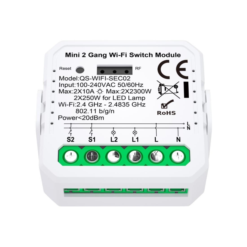 Immax NEO 07571L - Smart τηλεχειριστήριο NEO LITE V7 διπλός Wi-Fi Tuya