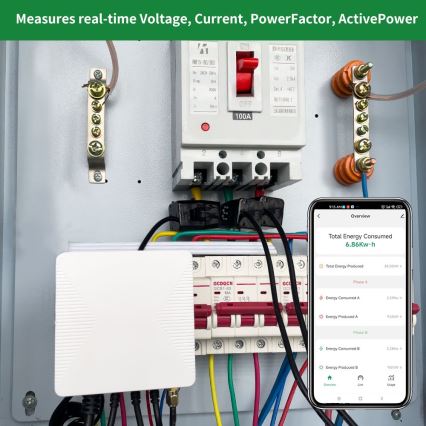 Immax NEO 07581L -Έξυπνος τριφασικός μετρητής κατανάλωσης ηλεκτρικής ενέργειας Wi-Fi Tuya