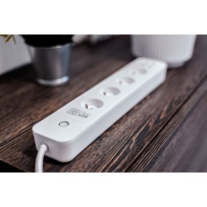 Immax NEO 07707L - Καλώδιο επέκτασης NEO LITE Smart 4AC + 4USB Wi-Fi Tuya 1,5μ