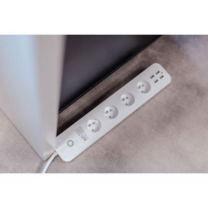 Immax NEO 07707L - Καλώδιο επέκτασης NEO LITE Smart 4AC + 4USB Wi-Fi Tuya 1,5μ