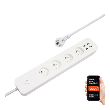 Immax NEO 07707L - Καλώδιο επέκτασης NEO LITE Smart 4AC + 4USB Wi-Fi Tuya 1,5μ