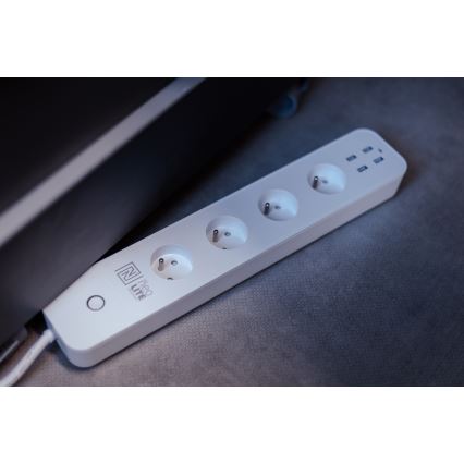 Immax NEO 07707L - Καλώδιο επέκτασης NEO LITE Smart 4AC + 4USB Wi-Fi Tuya 1,5μ
