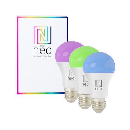 Immax NEO 07712CDO - ΣΕΤ 3x LED RGB+CCT Ρυθμιζόμενη λάμπα E27/9W/230V Wi-Fi Tuya + τηλεχειριστήριο