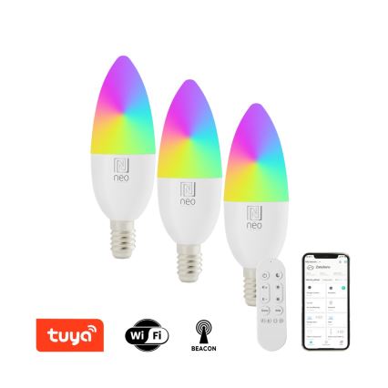 Immax NEO 07716CDO - ΣΕΤ 3x LED RGB+CCT Επιτραπέζια λάμπα dimming E14/6W/230V Wi-Fi Tuya + τηλεχειριστήριο