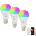 Immax NEO 07733CDO - ΣΕΤ 3x LED RGB+CCT Επιτραπέζια λάμπα dimming E27/11W/230V Wi-Fi Tuya + τηλεχειριστήριο