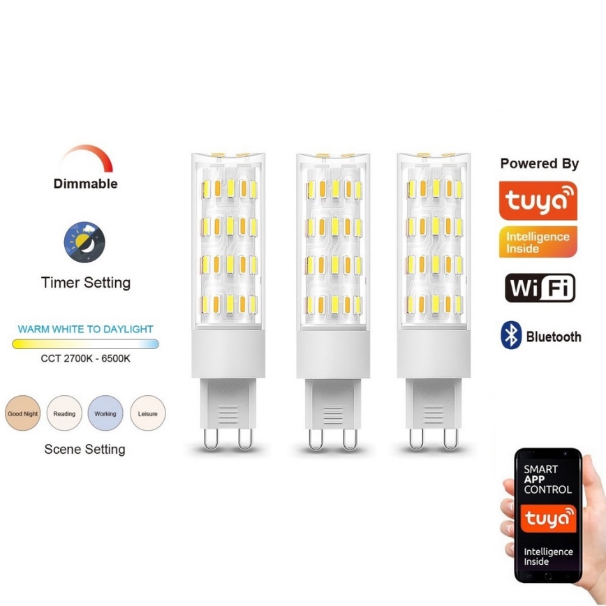 Immax NEO 07763C - ΣΕΤ 3x LED Ρυθμιζόμενη Λάμπα NEO LITE G9/4W/230V 2700-6500K Wi-Fi Tuya