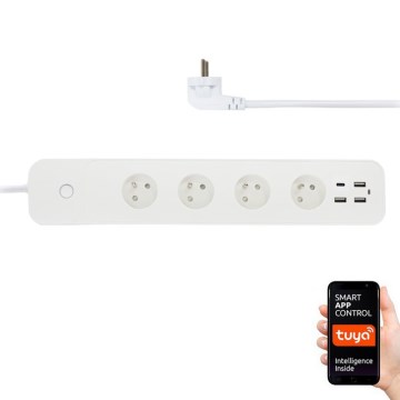 Immax NEO 07771L- Καλώδιο επέκτασης NEO LITE Smart 4AC+3xUSB+1xUSB C Wi-Fi Tuya