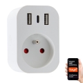 Immax NEO 07772L - Έξυπνη πολυπρίζα 16A/230V + 2xUSB+1xUSB C Wi-Fi Tuya