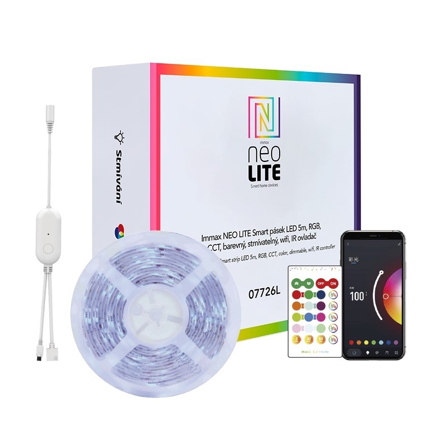 Immax NEO 07775L - LED RGB+CCT Dimmable ταινία NEO LITE LED/48W/230V 10 m IP65 MUSIC Wi-Fi Tuya + τηλεχειριστήριο
