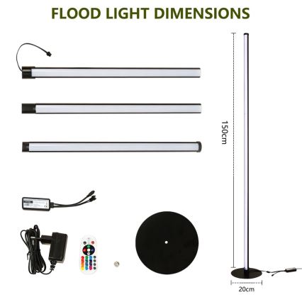 Immax NEO 07776L - LED RGB Dimmable φωτιστικό δαπέδου AMBIENTE LED/12W/230V Wi-Fi Tuya + τηλεχειριστήριο