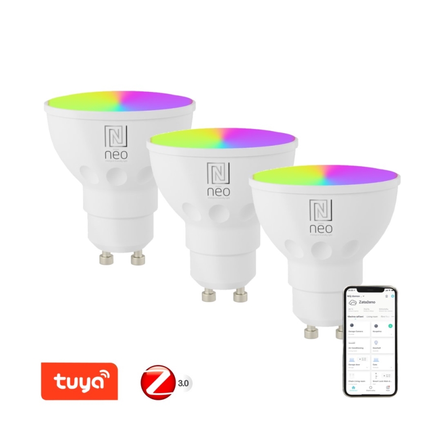 Immax NEO 07777C - ΣΕΤ 3x LED RGB+CCT Επιτραπέζια λάμπα dimming GU10/4,8W/230V Tuya
