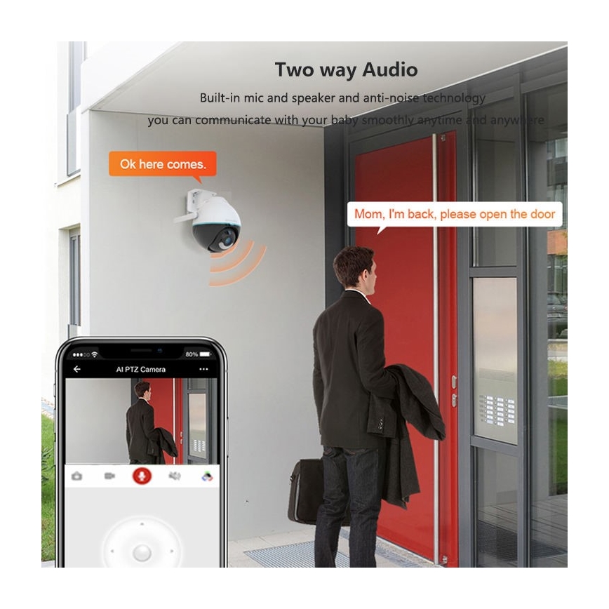 Immax NEO 07782L - Smart κάμερα εξωτερικού χώρου με αισθητήρα BALL 355° P/T 4MP IP65 Wi-Fi Tuya