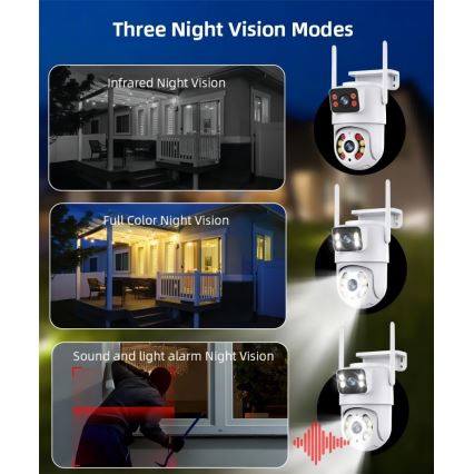 Immax NEO 07783L - Έξυπνη εξωτερική κάμερα με αισθητήρα DOUBLE 355° P/T 2x2MP IP65 Wi-Fi Tuya