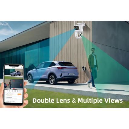 Immax NEO 07783L - Έξυπνη εξωτερική κάμερα με αισθητήρα DOUBLE 355° P/T 2x2MP IP65 Wi-Fi Tuya