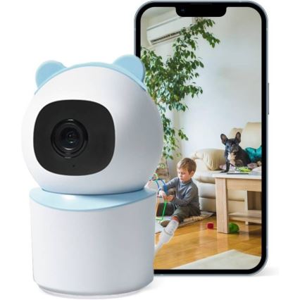 Immax NEO 07788L - Έξυπνη κάμερα με αισθητήρα 355° 50° P/T 4MP Wi-Fi Tuya μπλε