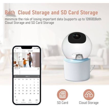 Immax NEO 07788L - Έξυπνη κάμερα με αισθητήρα 355° 50° P/T 4MP Wi-Fi Tuya μπλε