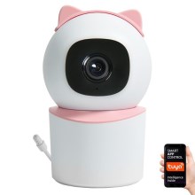 Immax NEO 07789L - Έξυπνη κάμερα με αισθητήρα 355° 50° P/T 4MP Wi-Fi Tuya ροζ
