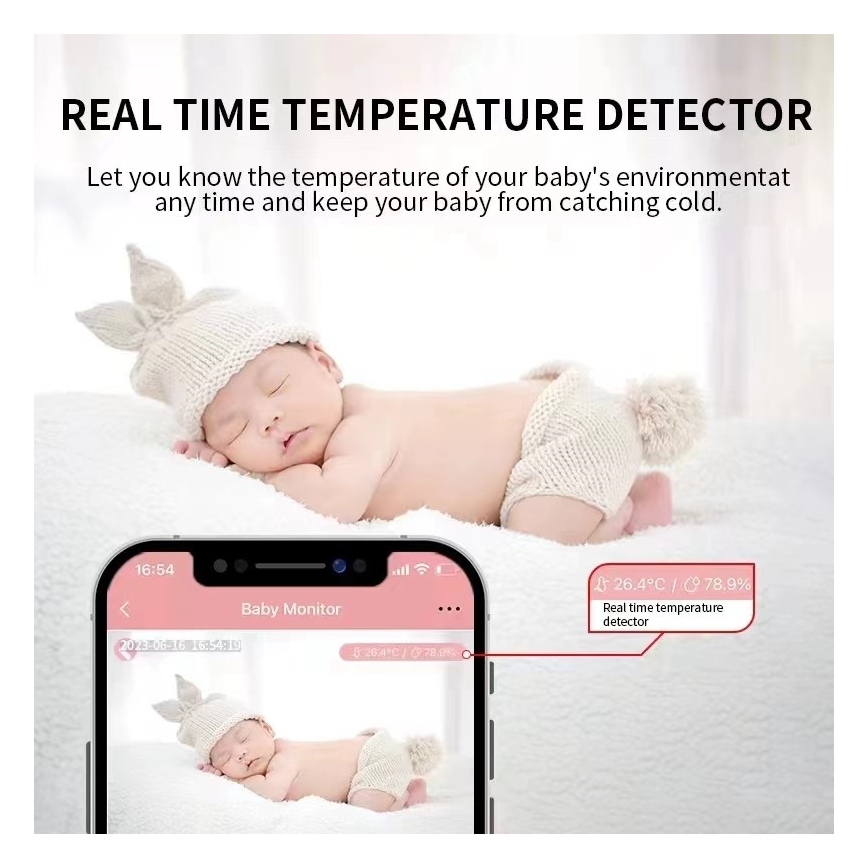 Immax NEO 07797L - Έξυπνο επαναφορτιζόμενο μόνιτορ μωρού 5V Wi-Fi Tuya μπλε