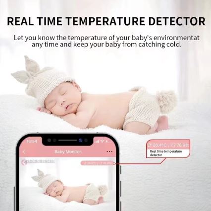 Immax NEO 07798L - Έξυπνο επαναφορτιζόμενο μόνιτορ μωρού 5V Wi-Fi Tuya ροζ