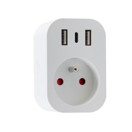Immax NEO 07799L - Smart πολύπριζο 16A/230V + 2xUSB+1xUSB C Wi-Fi Tuya
