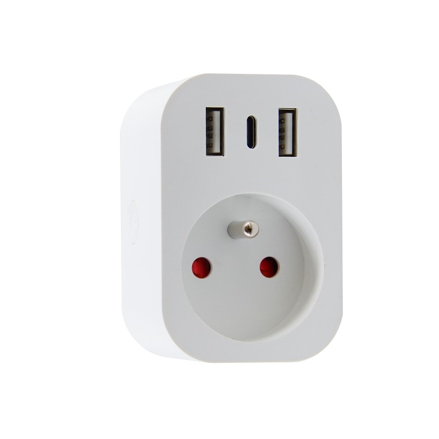 Immax NEO 07799L - Smart πολύπριζο 16A/230V + 2xUSB+1xUSB C Wi-Fi Tuya