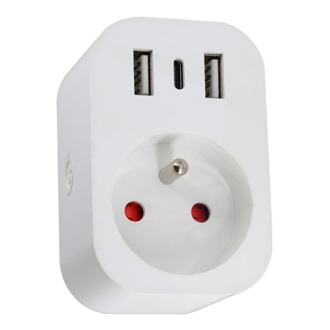 Immax NEO 07799L - Smart πολύπριζο 16A/230V + 2xUSB+1xUSB C Wi-Fi Tuya