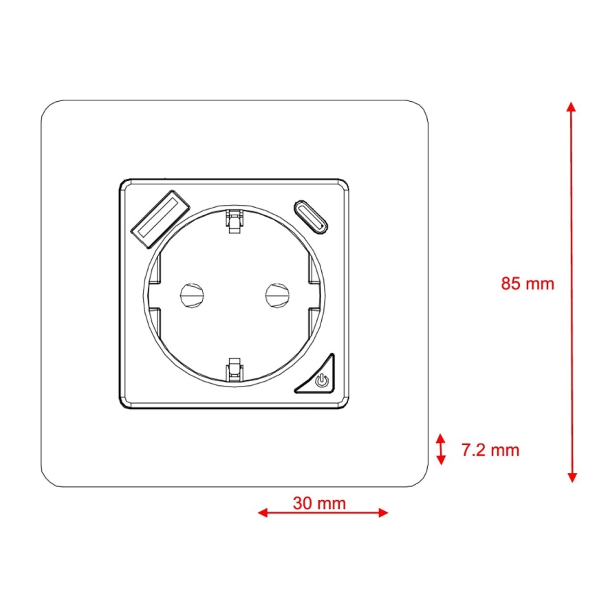 Immax NEO 07801L - Έξυπνη πρίζα 16A/230V με 1xUSB-A και 1xUSB-C Tuya SCHUKO