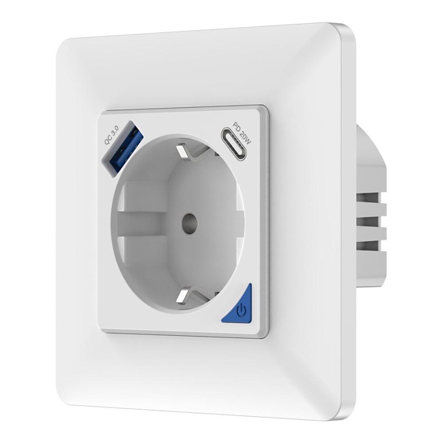 Immax NEO 07801L - Έξυπνη πρίζα 16A/230V + 1xUSB-A+1xUSB C Tuya
