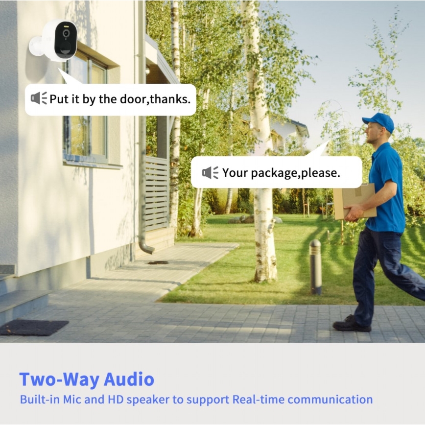 Immax NEO 07802L - Έξυπνη εξωτερική ηλιακή κάμερα με αισθητήρα BARREL 5000 mAh Wi-Fi Tuya IP65