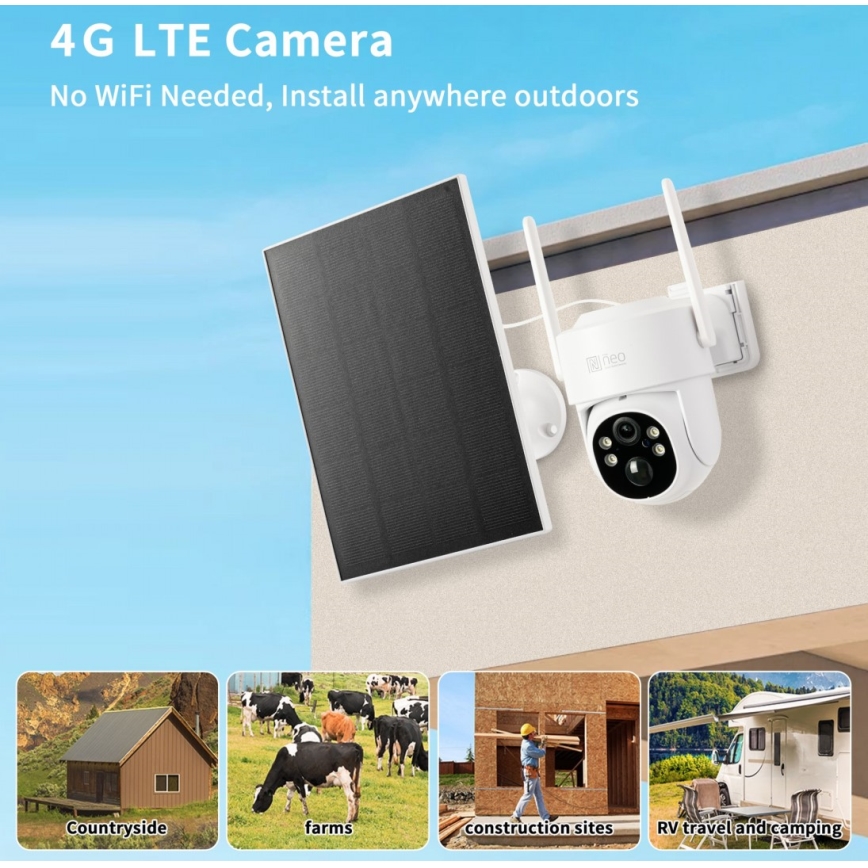 Immax NEO 07804L - Έξυπνη εξωτερική ηλιακή κάμερα με αισθητήρα 9000 mAh Wi-Fi Tuya IP65