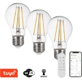 Immax NEO 07806CDO - Σετ 3 LED CCT ρυθμιζόμενων λαμπτήρων E27/7,3W/230V Tuya Wi‑Fi + τηλεχειριστήριο