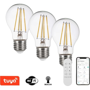 Immax NEO 07806CDO - Σετ 3 LED CCT ρυθμιζόμενων λαμπτήρων E27/7,3W/230V Tuya Wi‑Fi + τηλεχειριστήριο