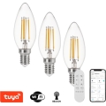 Immax NEO 07807CDO - Σετ 3x ρυθμιζόμενες LED λάμπες CCT E14/4W/230V Tuya Wi-Fi + τηλεχειριστήριο