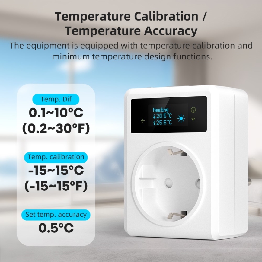Immax NEO 07811L - Έξυπνη πρίζα με θερμόμετρο F 3680W Wi-Fi