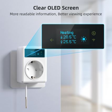 Immax NEO 07811L - Έξυπνη πρίζα με θερμόμετρο F 3680W Wi-Fi